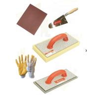 DERZ UYGULAMA SETİ - DERZ MALA + SÜNGERLİ MALA + ZIMPARA + ELDİVEN + SIVA MALASI